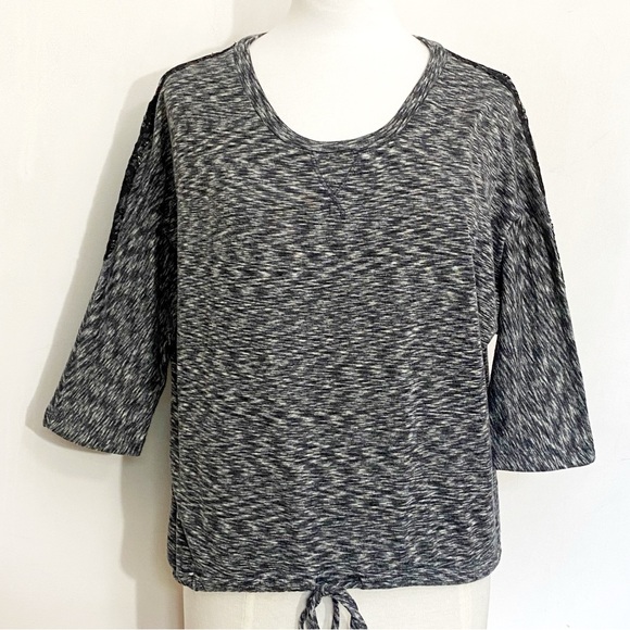 No Brand marled knit lace back round neck tie hem dolman sleeve acrylic top L - Picture 1 of 6
